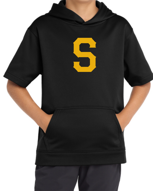 Slammers Baseball S Short Sleeve Fleece Hoodies (Black and White)