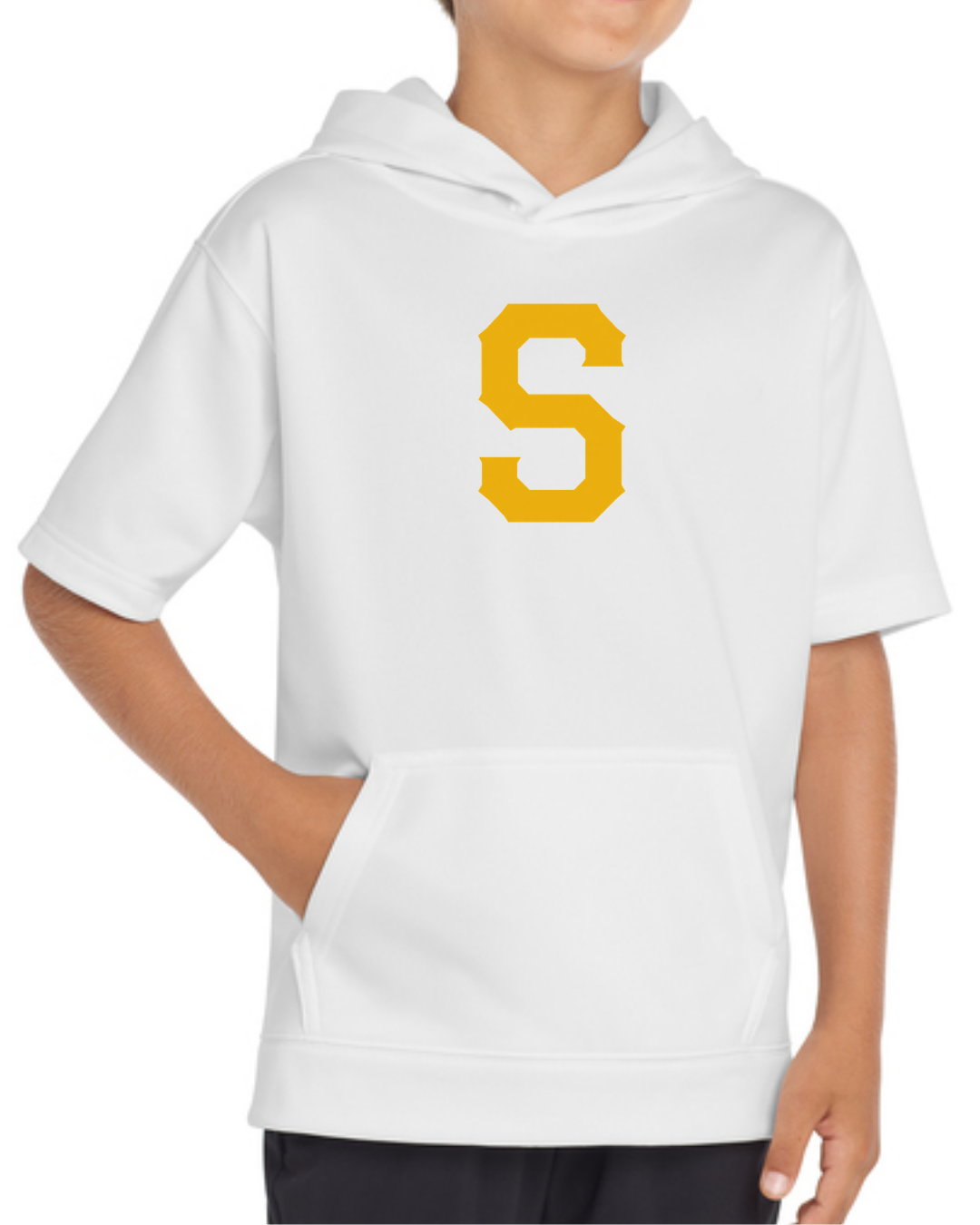 Slammers Baseball S Short Sleeve Fleece Hoodies (Black and White)