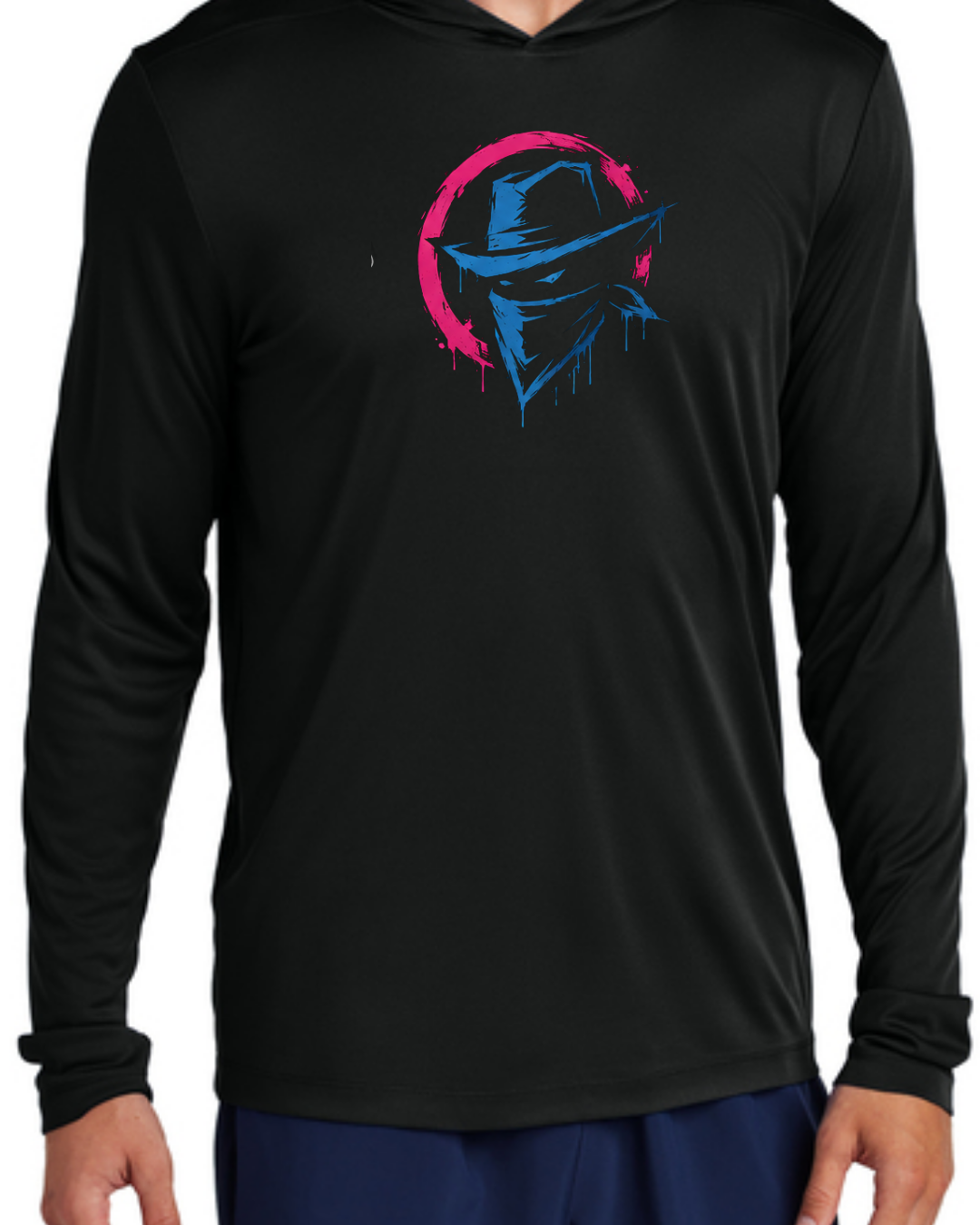 Outlaws Long Sleeve Poly Hooded Shirt (Multiple Designs and Colors)