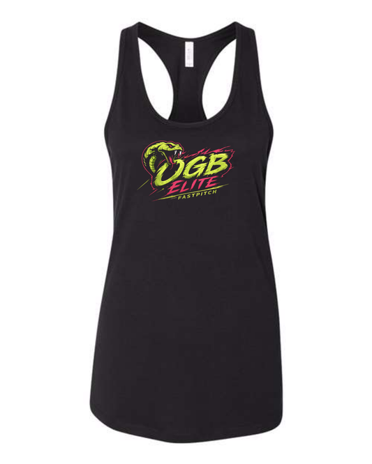 OGB Elite Fastpitch Bella Canvas Racerback Jersey Tanks (Black and White / Multiple Designs)