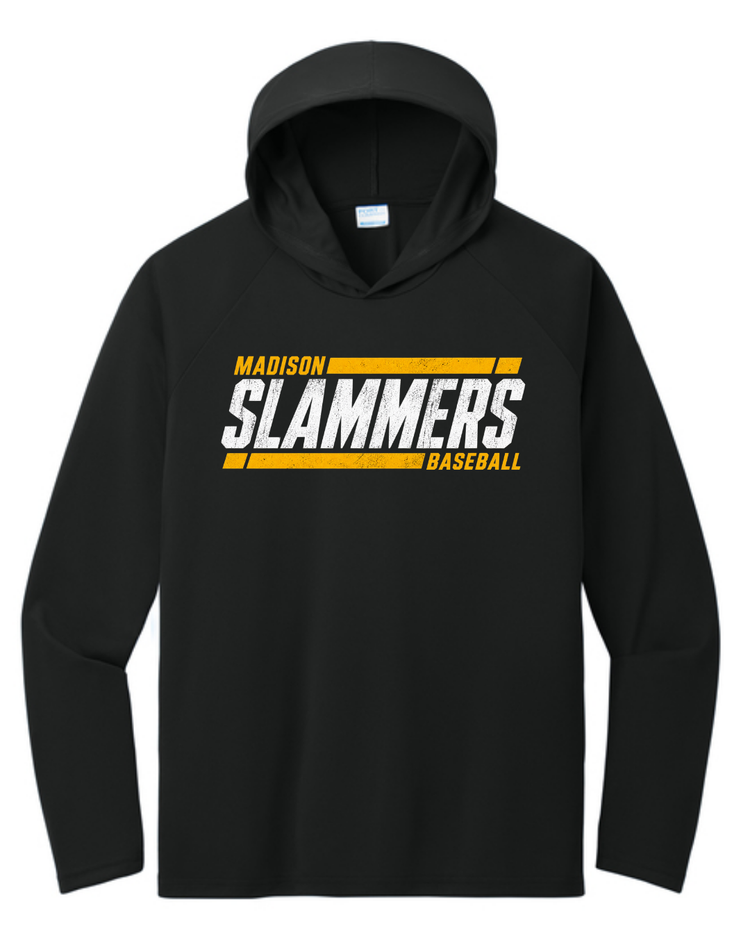 Slammers Baseball Long Sleeve Poly Shirts (Black and White)