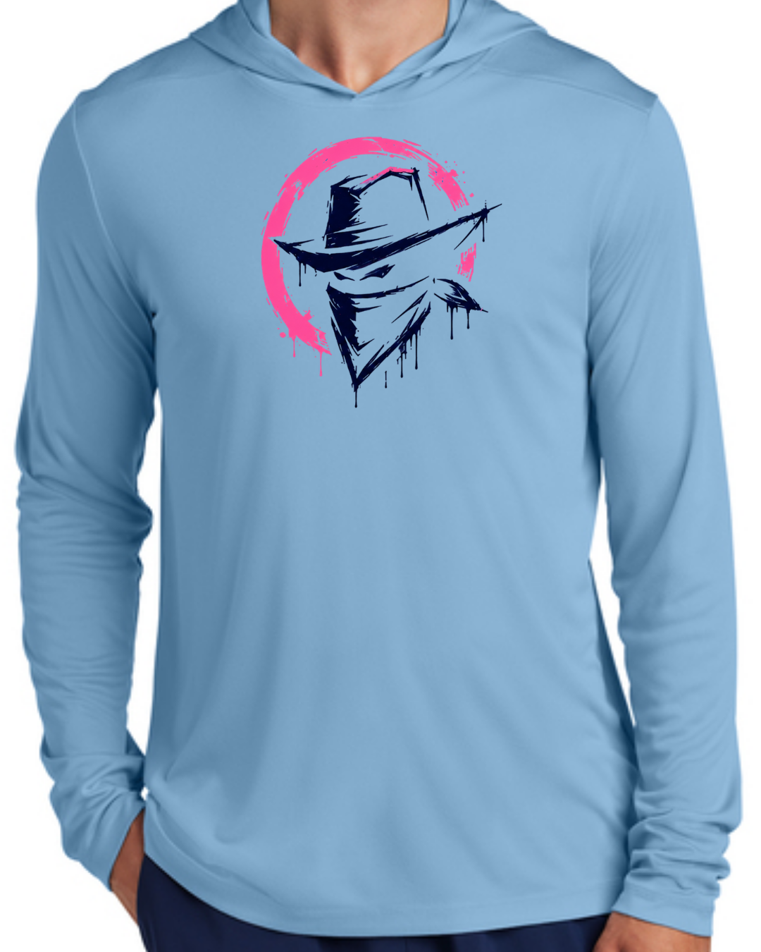 Outlaws Long Sleeve Poly Hooded Shirt (Multiple Designs and Colors)