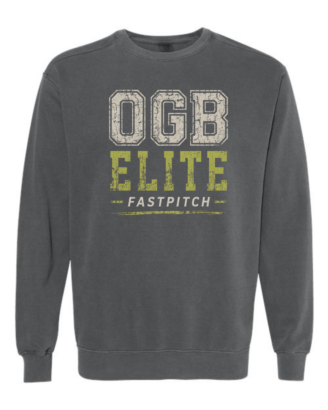 OGB Elite Fastpitch Comfort Colors Crewneck 1566 (Multiple Designs / Pepper and White)