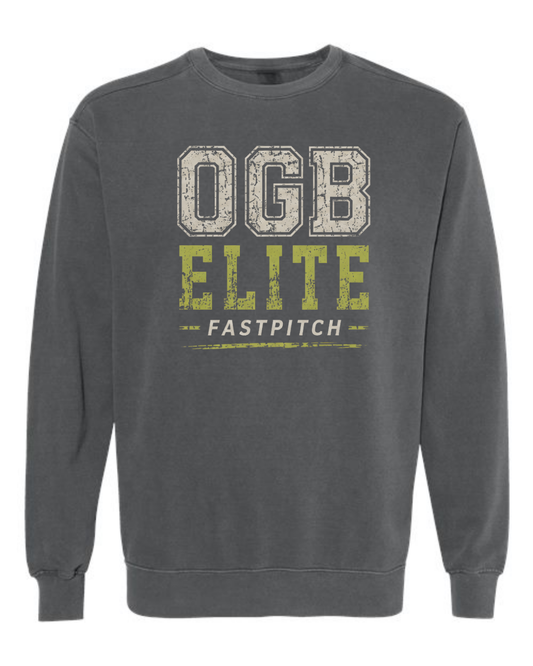 OGB Elite Fastpitch Comfort Colors Crewneck 1566 (Multiple Designs / Pepper and White)