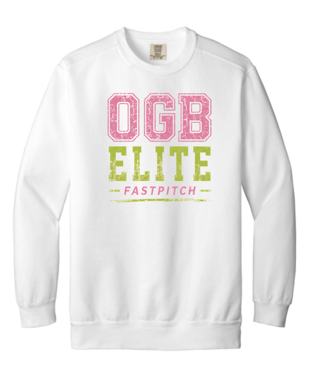 OGB Elite Fastpitch Comfort Colors Crewneck 1566 (Multiple Designs / Pepper and White)