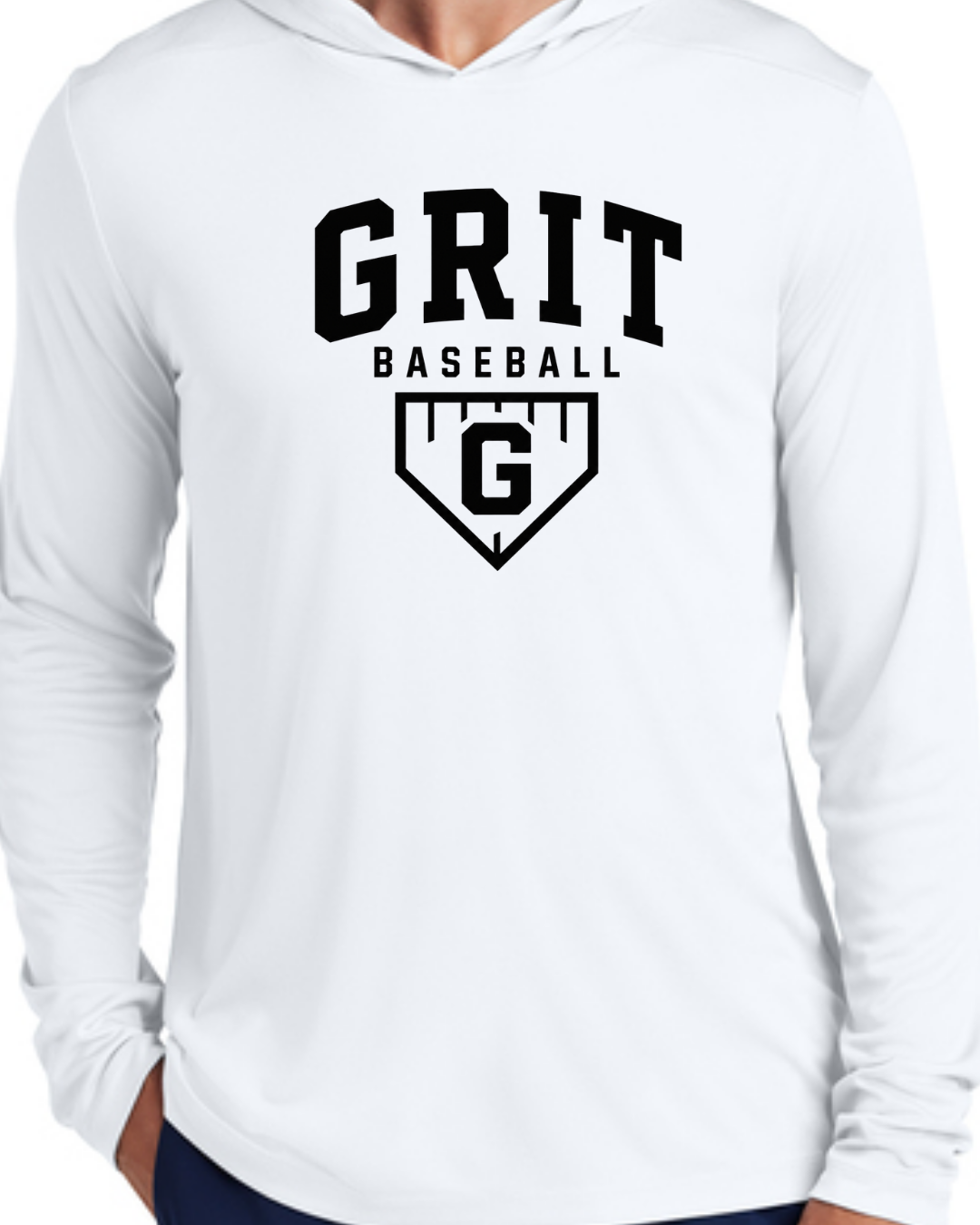 Grit Baseball G - Hooded Poly Shirts (Black/White Short and Long Sleeve)