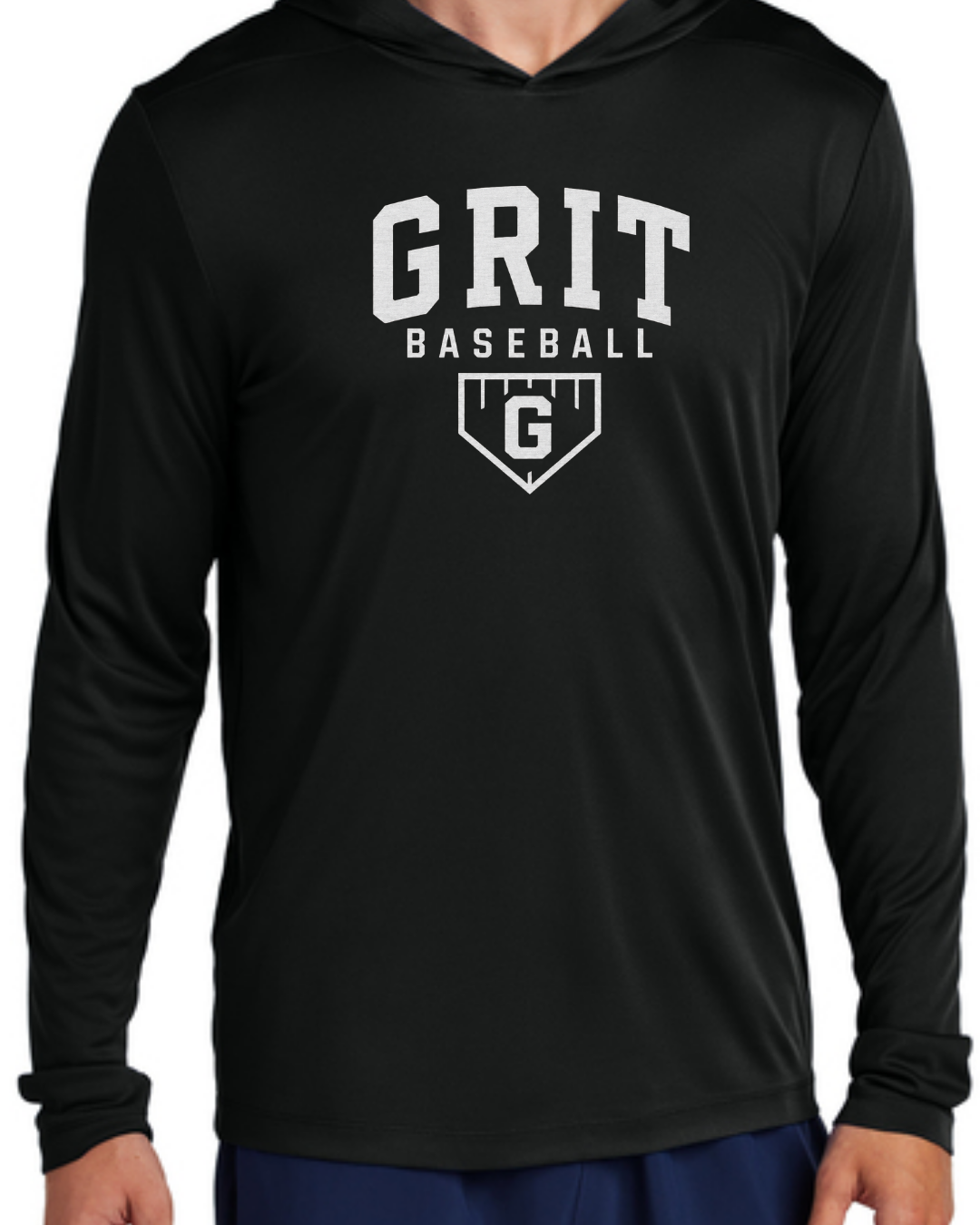 Grit Baseball G - Hooded Poly Shirts (Black/White Short and Long Sleeve)