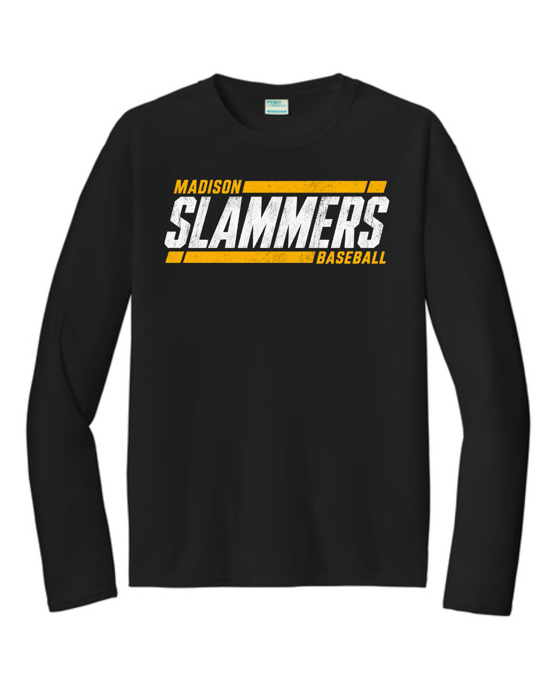 Slammers Baseball Long Sleeve Poly Shirts (Black and White)