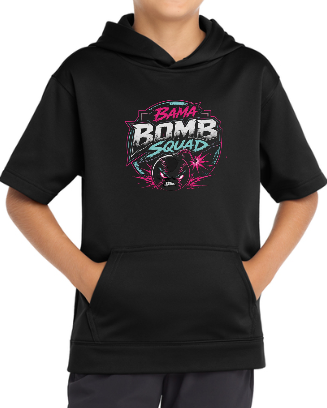 Bama Bomb Squad Logo Short Sleeve Fleece Hoodie