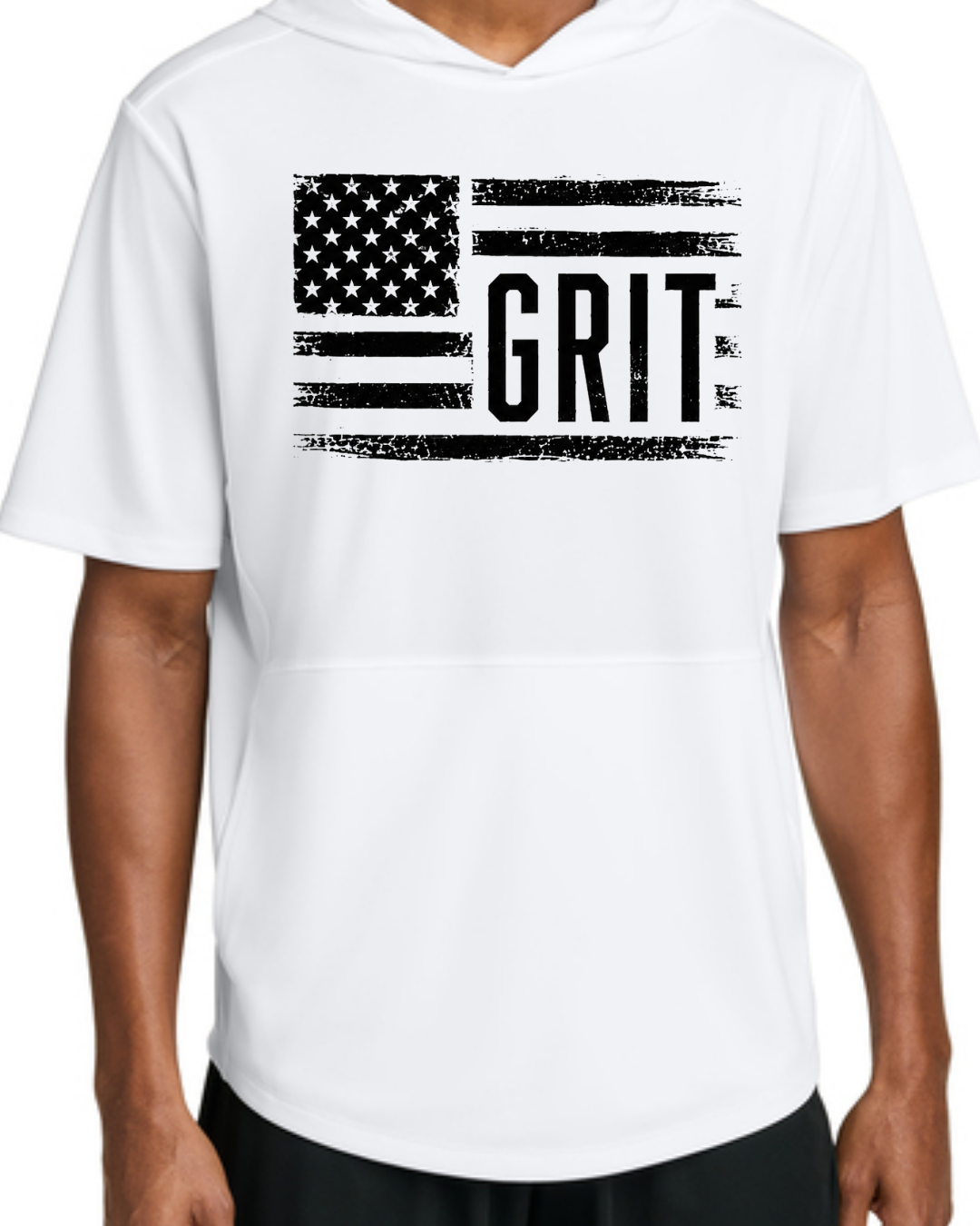Grit Flag - Hooded Poly Shirts (Black/White Long and Short Sleeve)