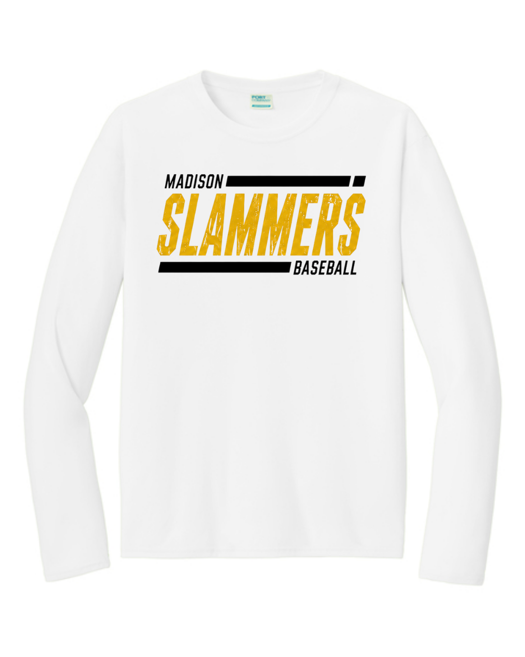 Slammers Baseball Long Sleeve Poly Shirts (Black and White)