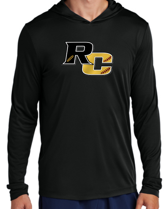 2026 Fall Collection - RC Logo UV Long Sleeve Poly Hooded Shirt (Black and White)