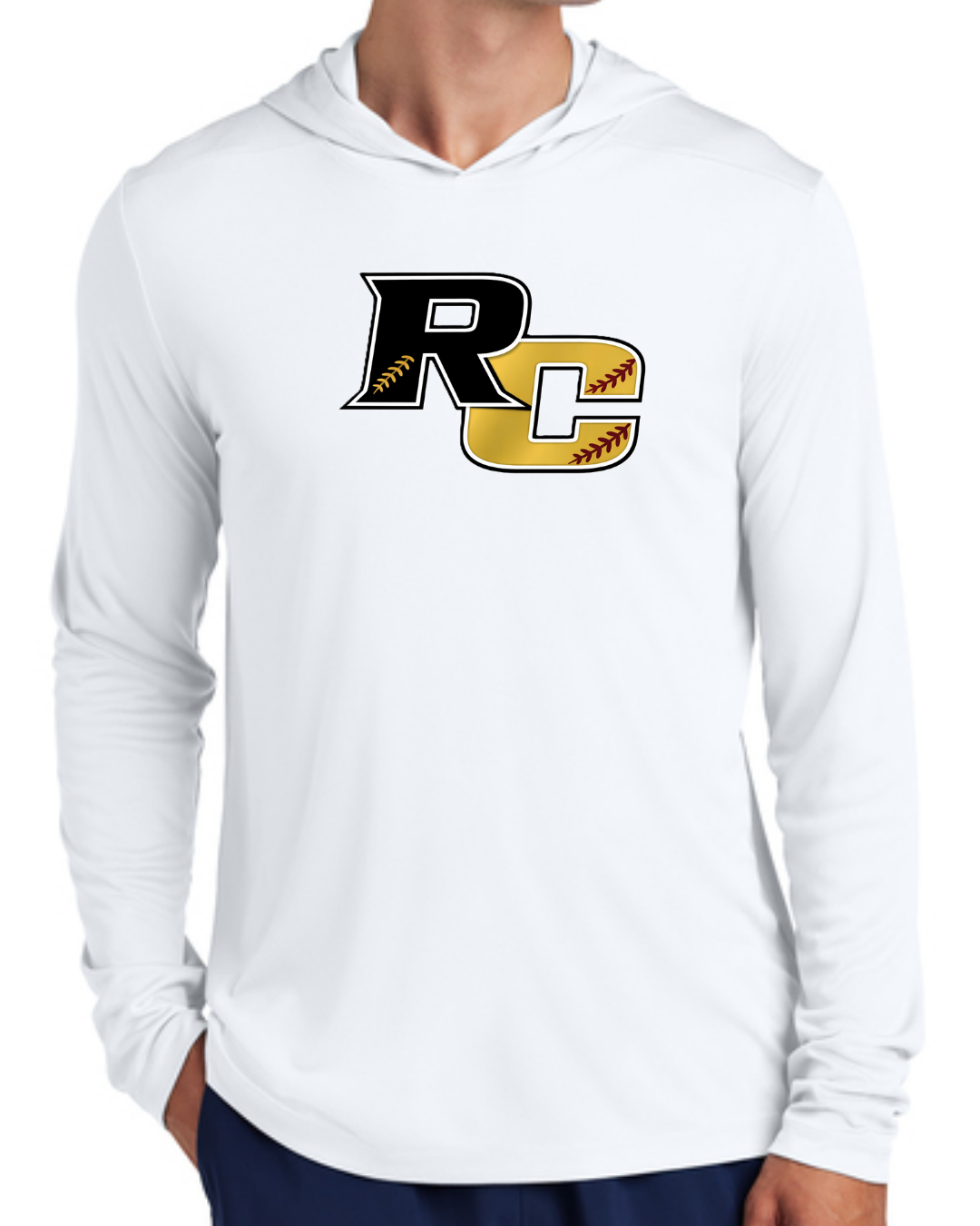 2026 Fall Collection - RC Logo UV Long Sleeve Poly Hooded Shirt (Black and White)