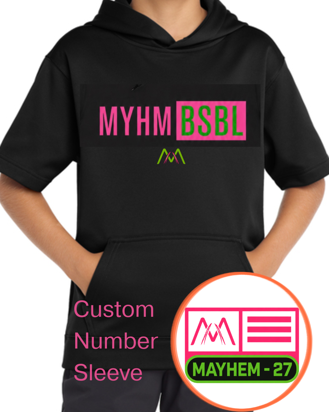 Mayhem Black Short Sleeve Fleece Hoodie Multiple Designs