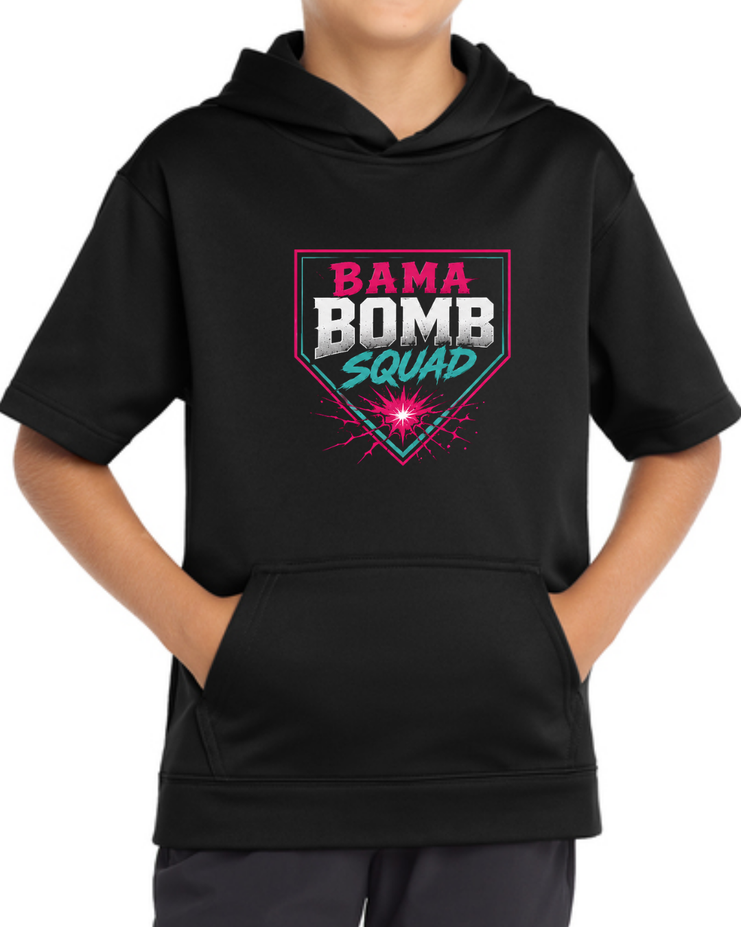 Bama Bomb Squad Logo Short Sleeve Fleece Hoodie Multiple Designs