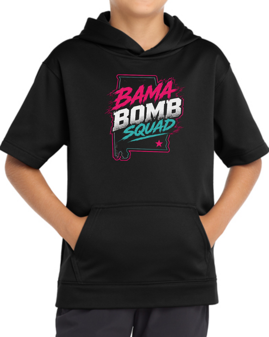 Bama Bomb Squad Logo Short Sleeve Fleece Hoodie Multiple Designs