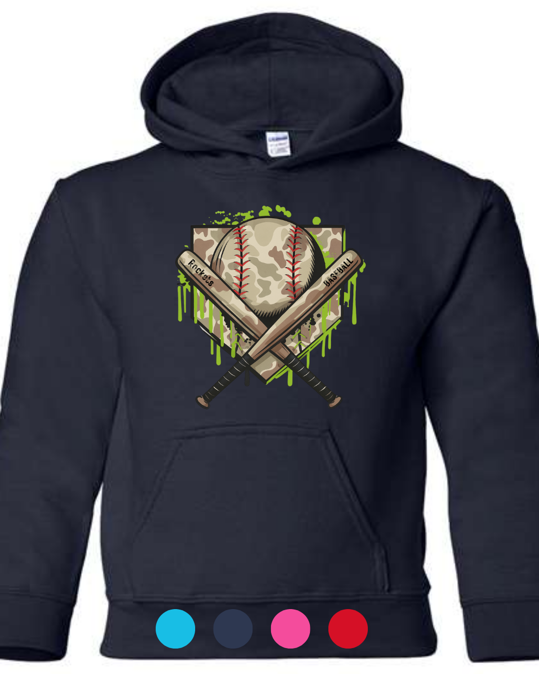 *New for 2026 Multiple Colors* Camo Bat and Ball Cross Hoodie