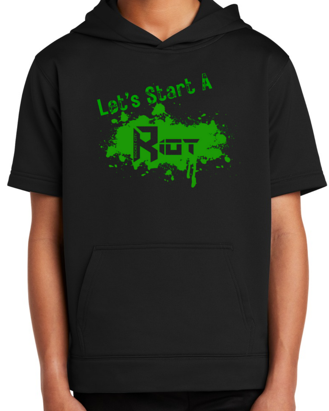 Fleece Black Short Sleeve Hoodie Multiple Designs