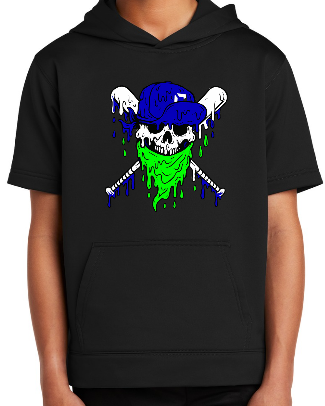 Fleece Black Short Sleeve Hoodie Multiple Designs