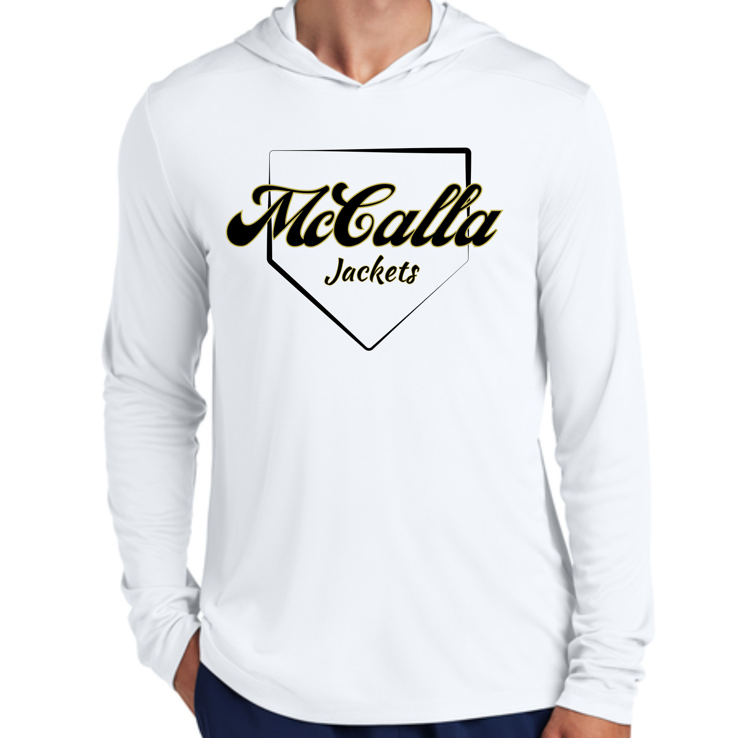 Hooded UV Posi Charge Long Sleeve Dry Fit Shirt - Black and White