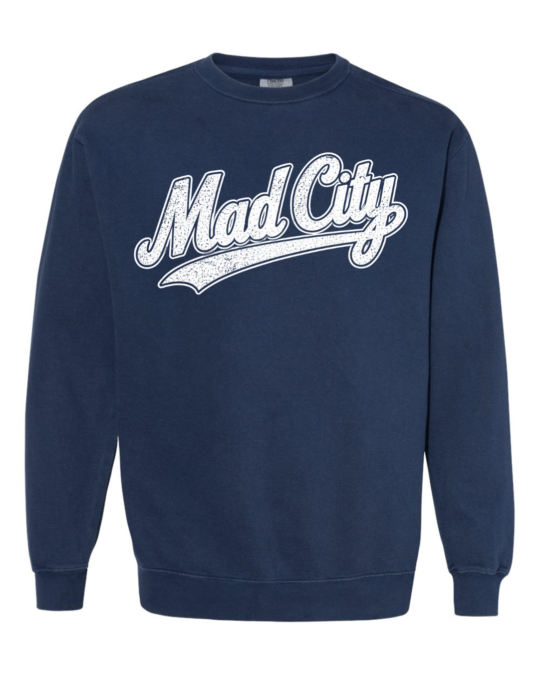 Mad City Fall 2026 Collection - Comfort Colors Crewneck Sweatshirt (True Navy and White)
