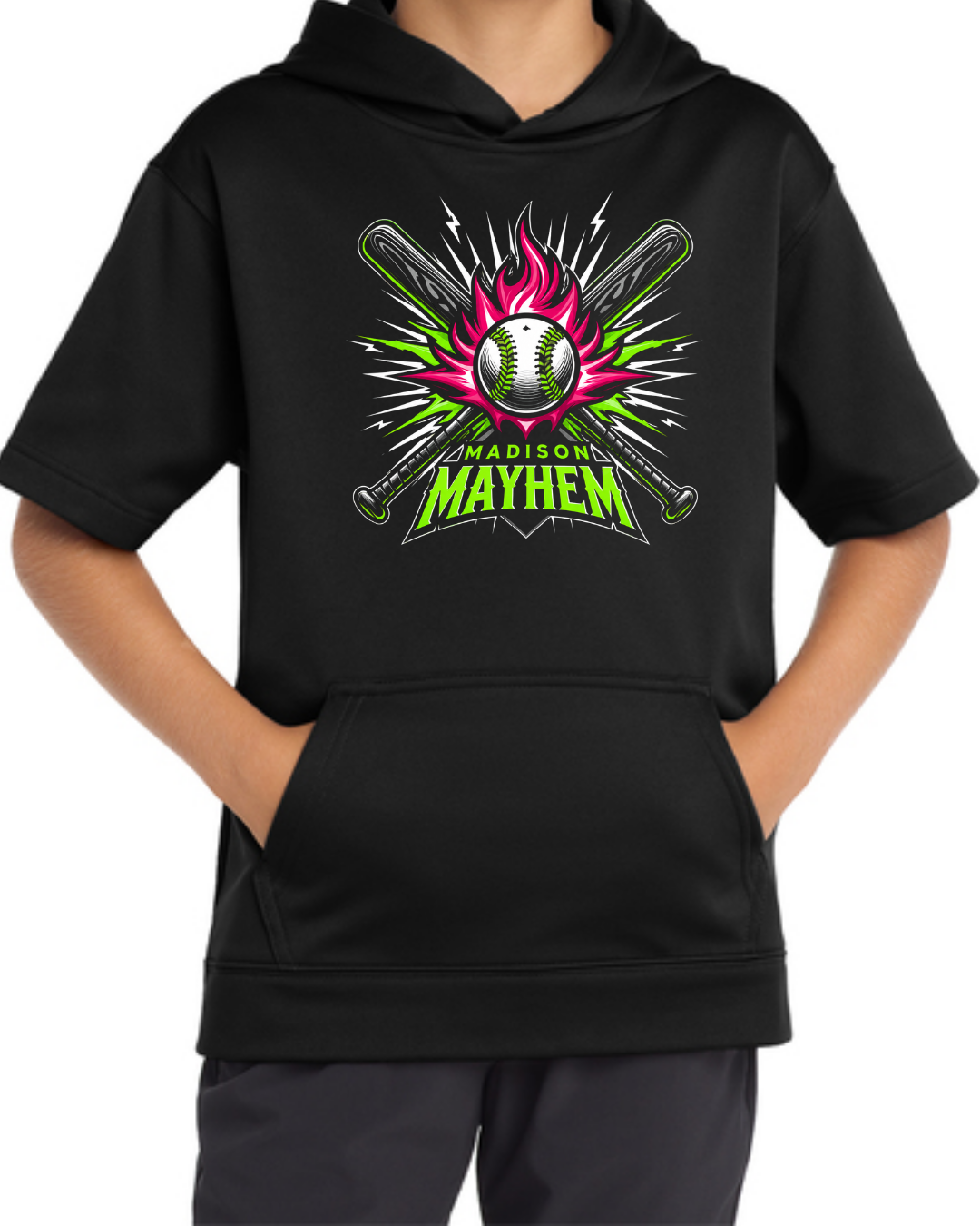 Mayhem Black Short Sleeve Fleece Hoodie Multiple Designs
