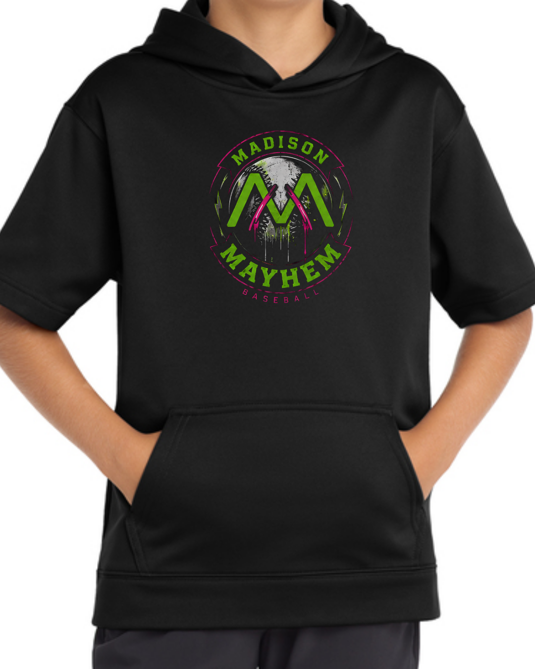 Mayhem Black Short Sleeve Fleece Hoodie Multiple Designs