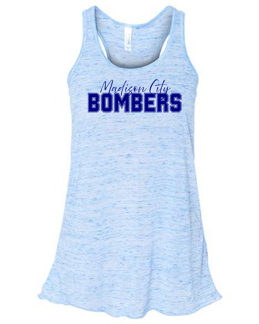 Madison Bombers Blue Bella+Canvas Flowy Racer Back Tank
