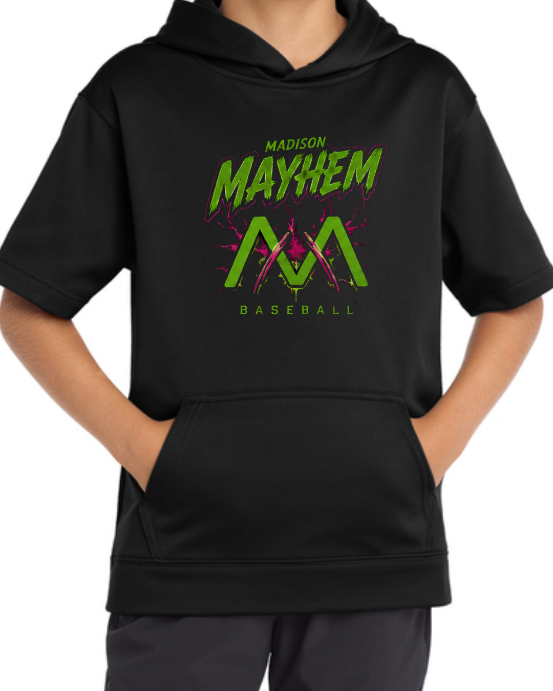 Mayhem Black Short Sleeve Fleece Hoodie Multiple Designs