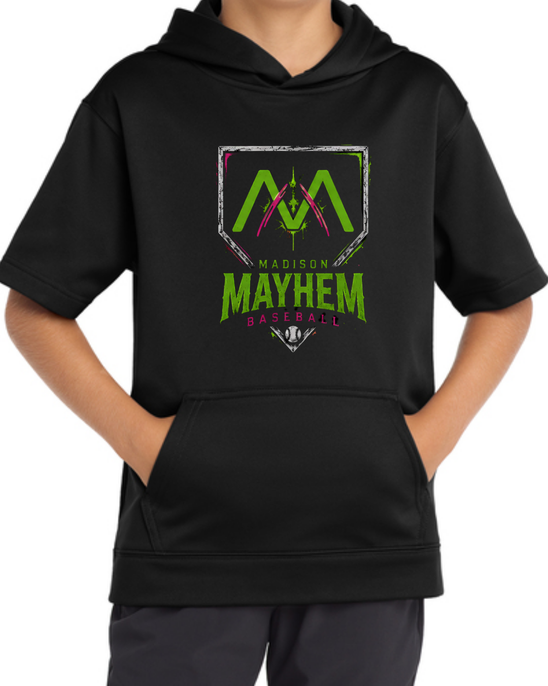 Mayhem Black Short Sleeve Fleece Hoodie Multiple Designs