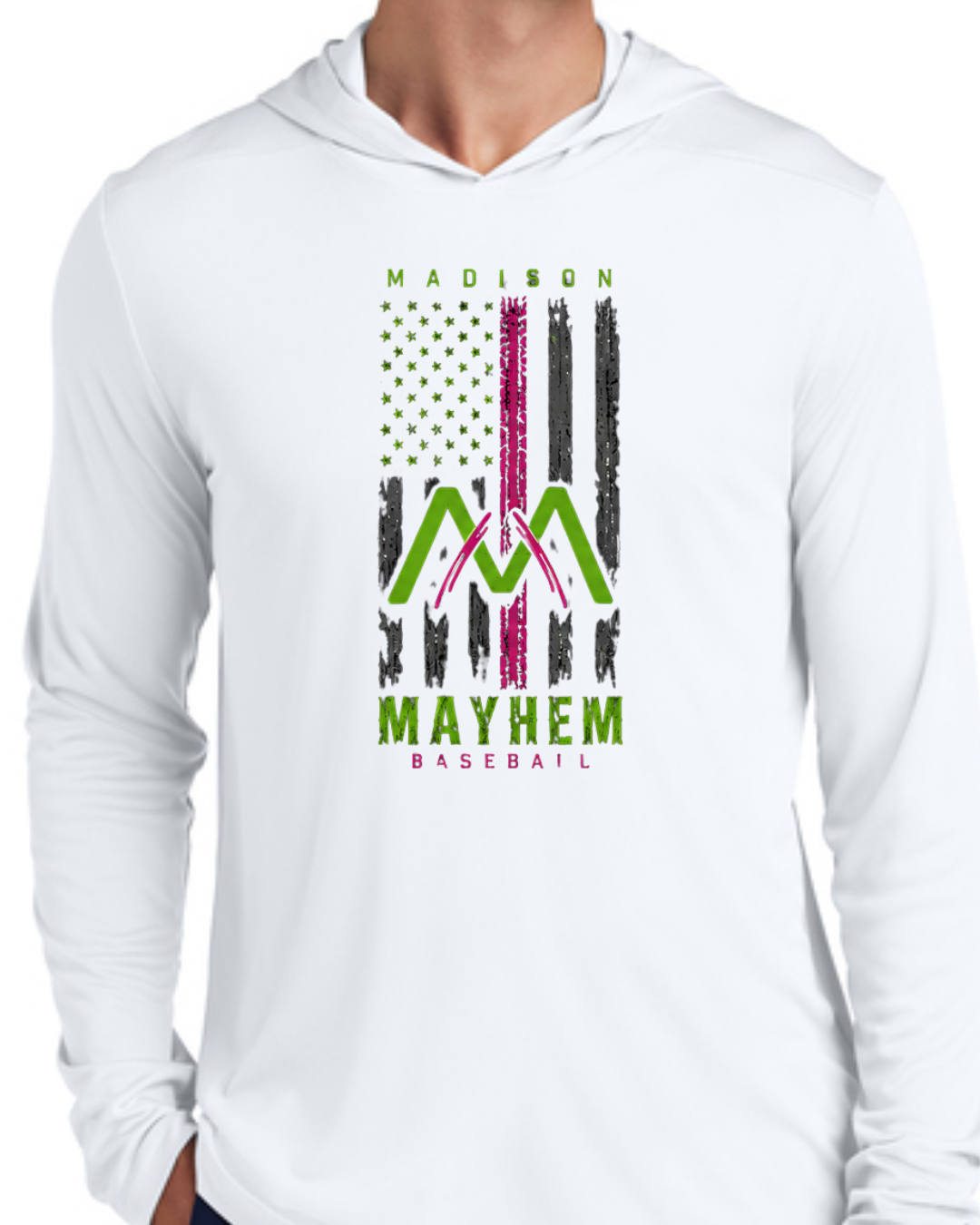 Logo Long Sleeve Hooded Poly Black and White Multiple Designs