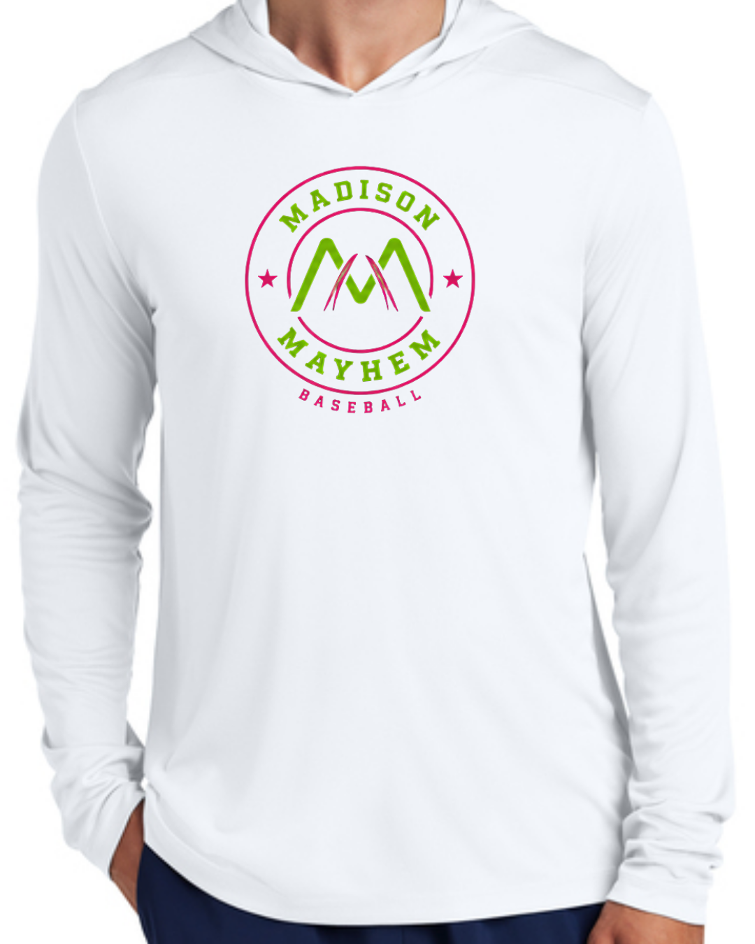 Logo Long Sleeve Hooded Poly Black and White Multiple Designs