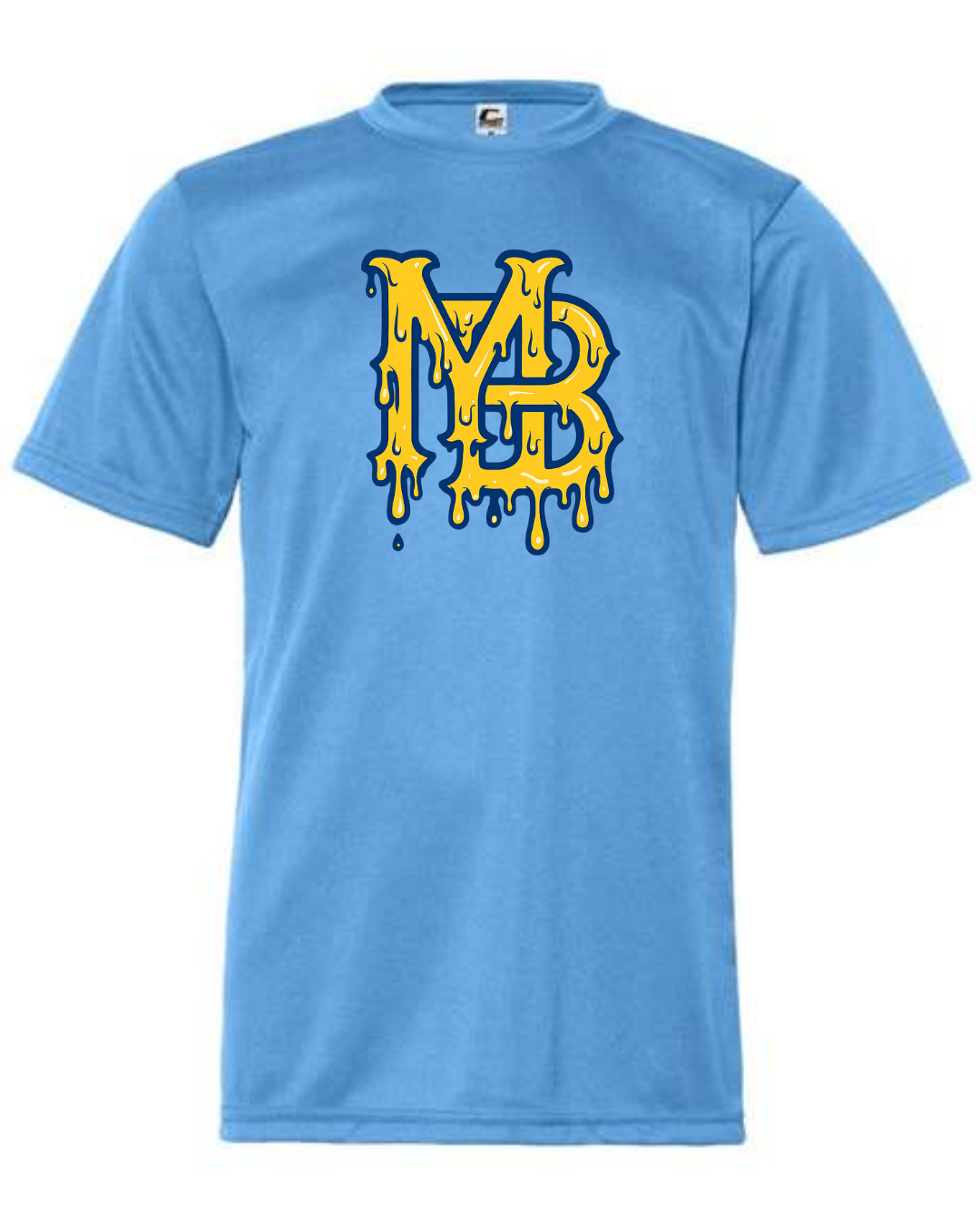 New Logo Drippy Blue Outline Columbia Blue Shirt