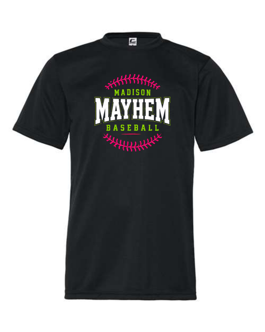 Mayhem Baseball Seems Shirt (Black and Green)