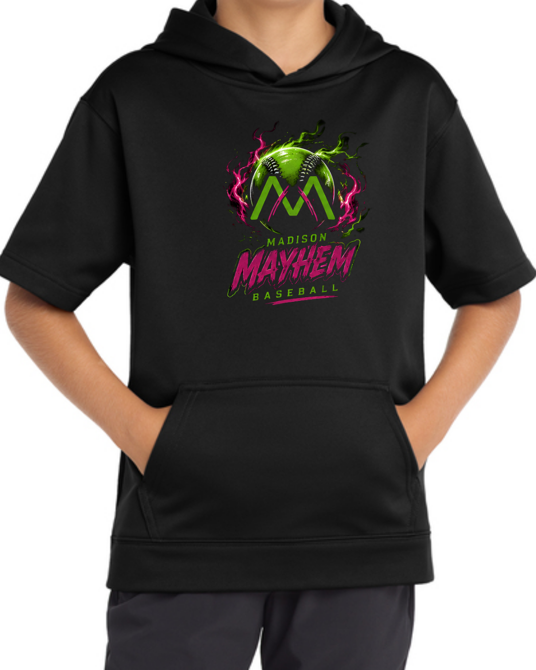 Mayhem Black Short Sleeve Fleece Hoodie Multiple Designs