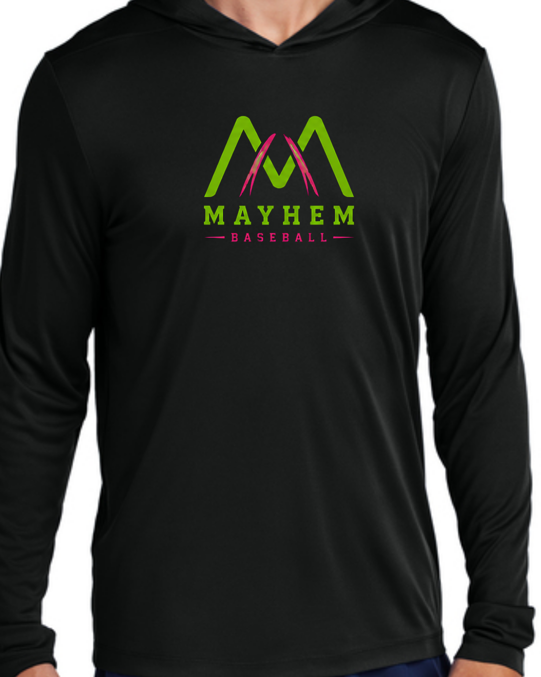 Logo Long Sleeve Hooded Poly Black and White Multiple Designs
