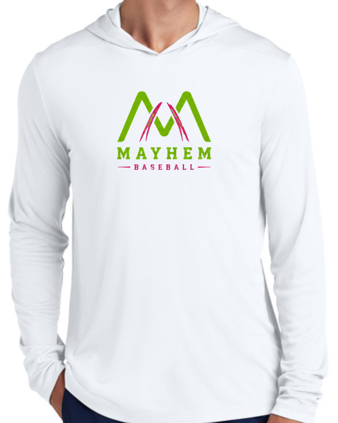 Logo Long Sleeve Hooded Poly Black and White Multiple Designs