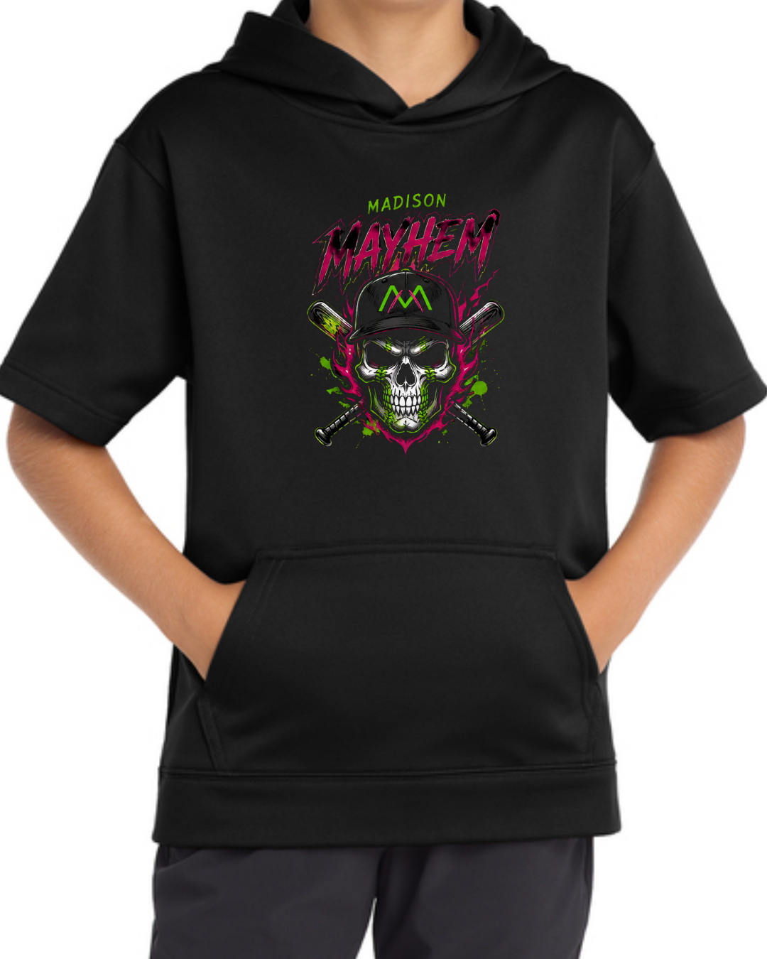 Mayhem Black Short Sleeve Fleece Hoodie Multiple Designs