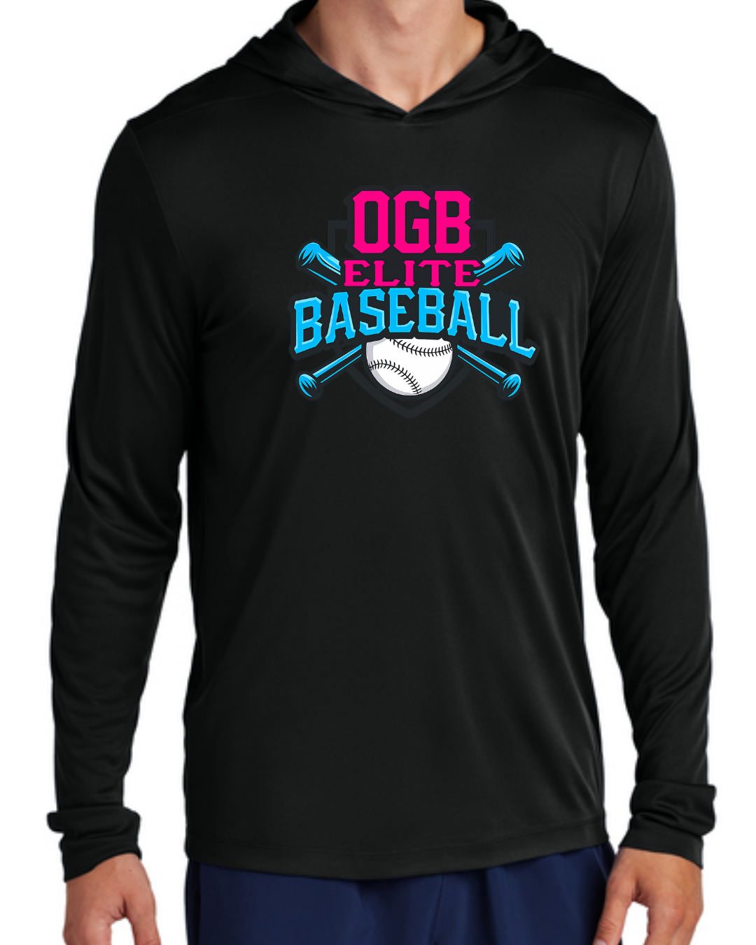 OGB Bat Cross UV Poly Long Sleeve Hooded Shirt Multiple Colors