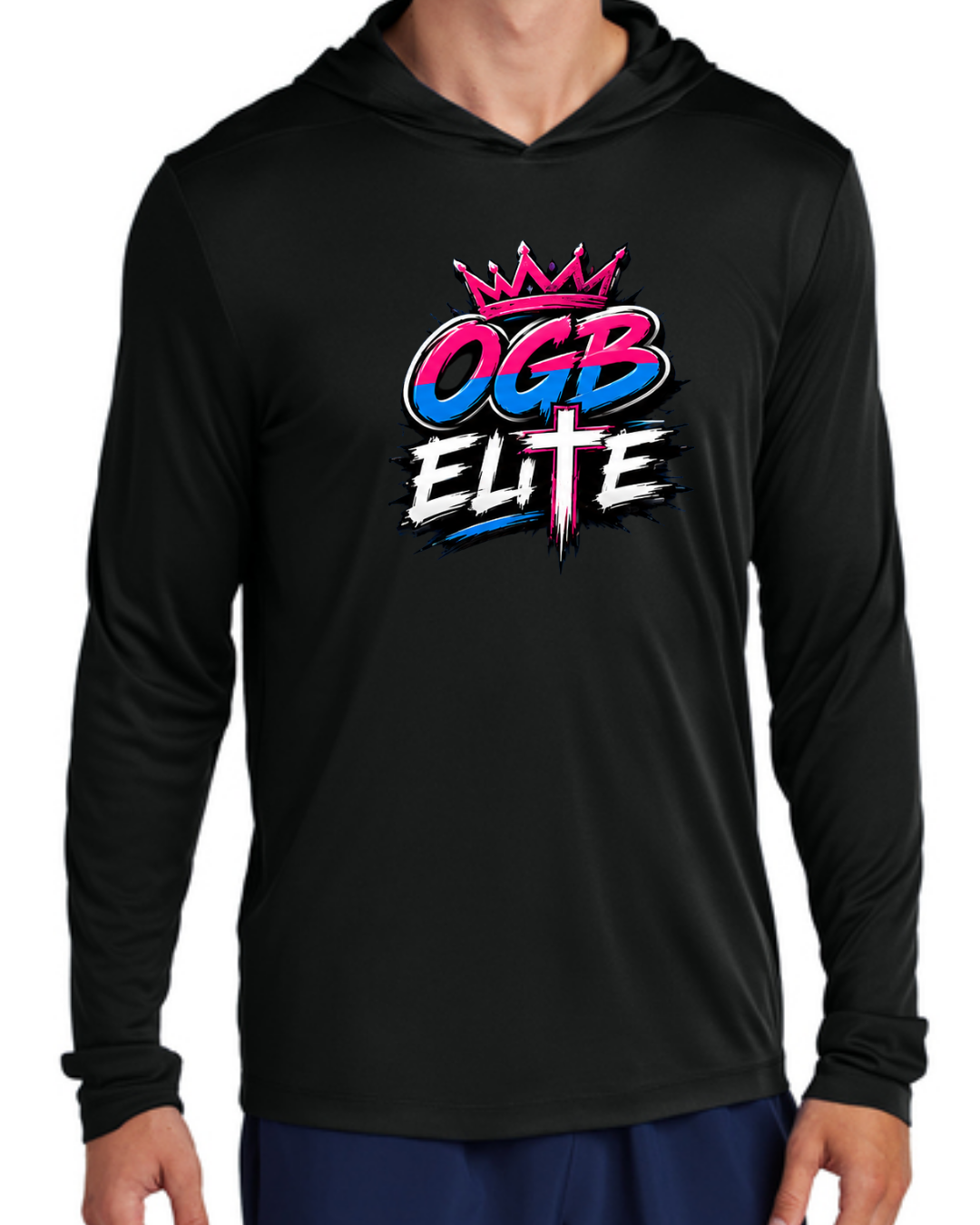 OGB Retro Crown UV Poly Long Sleeve Hooded Shirt Multiple Colors