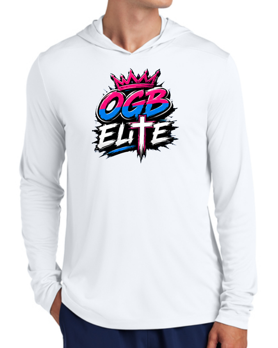 OGB Retro Crown UV Poly Long Sleeve Hooded Shirt Multiple Colors