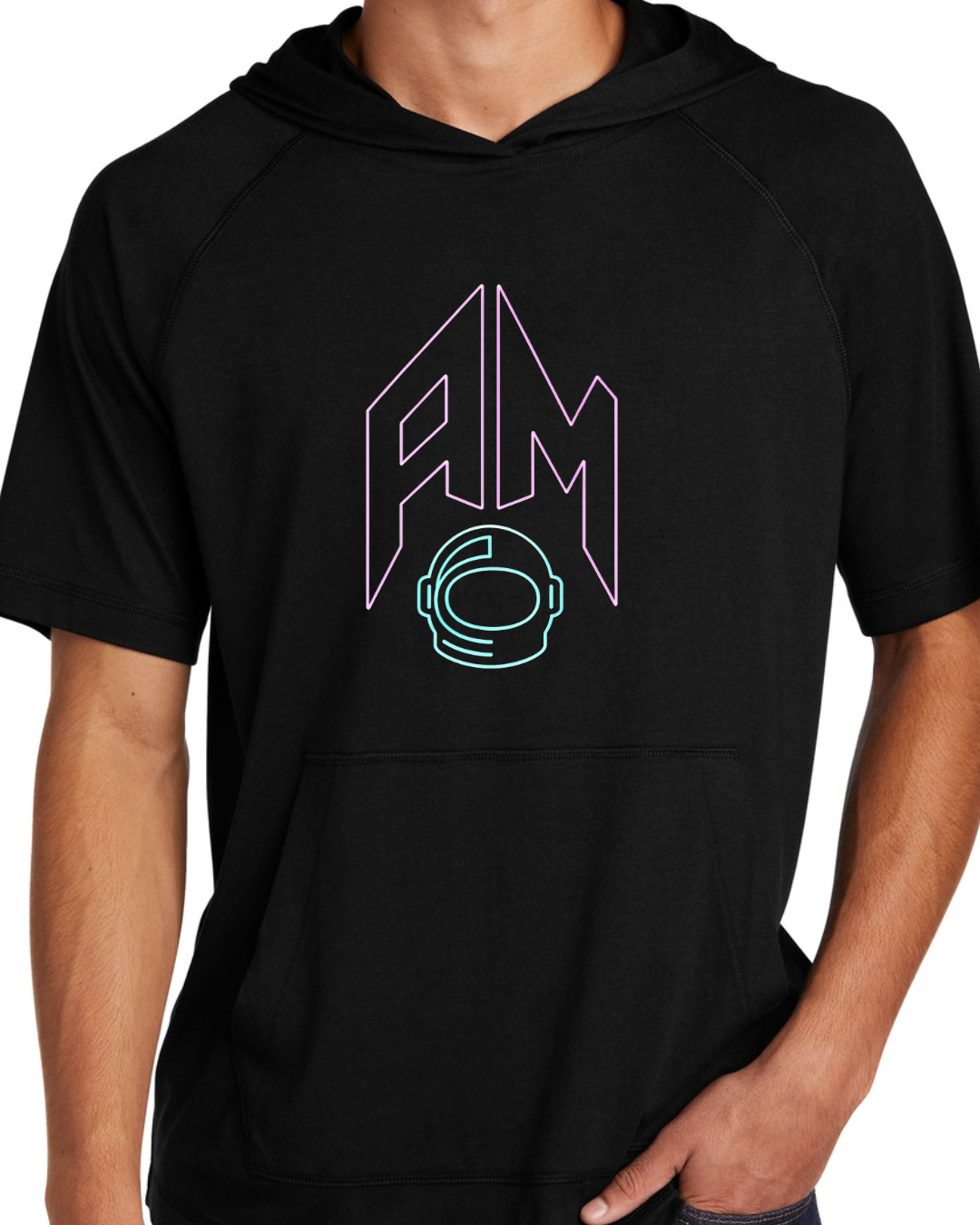 Black Adult Tri Blend Short Sleeve Hoodie Shirts Multiple Designs