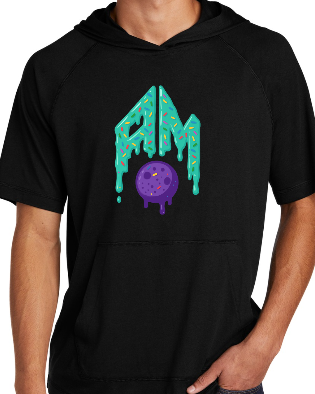 Black Adult Tri Blend Short Sleeve Hoodie Shirts Multiple Designs