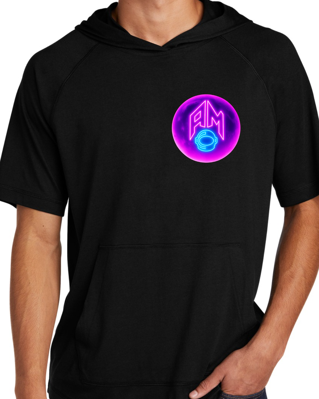 Black Adult Tri Blend Short Sleeve Hoodie Shirts Multiple Designs