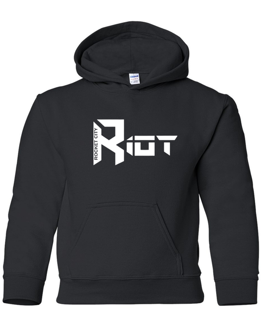 Riot White Logo Black Hoodie